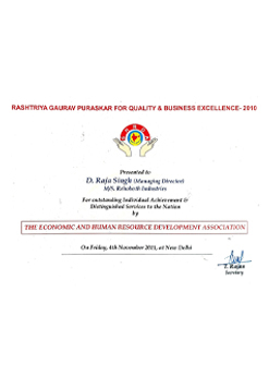 Rashtriya gauravpuraskar for Quality & business excellence – 2010